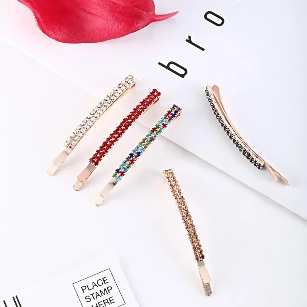 16 Pieces Rhinestone Bobby Pins Double Row Decorative Fancy Hair Clips Hair Barr